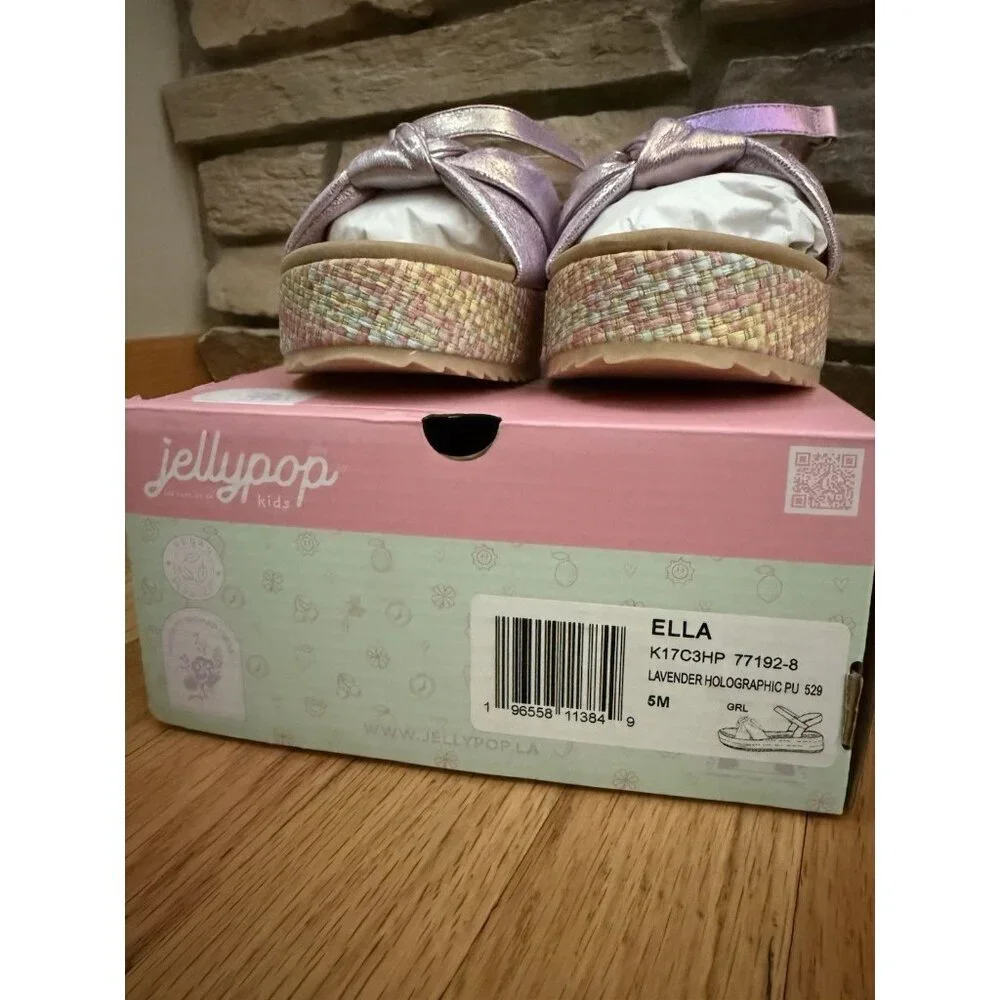 Girls Jellypop Purple‎ Holographic Ella Platform Sandals Sz 5